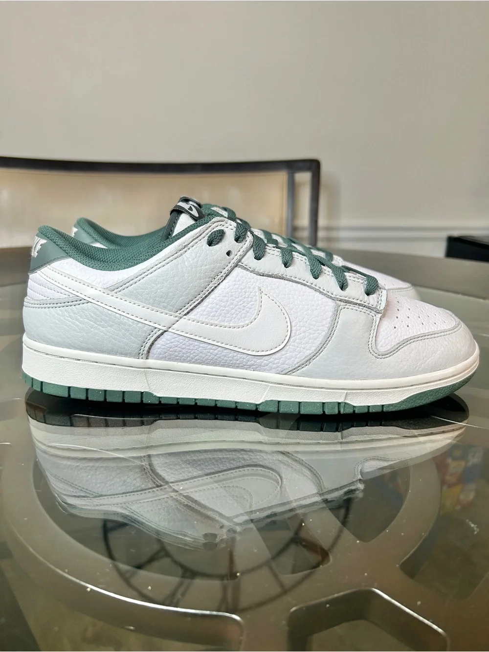 Nike Dunk Low Smoke Grey Bicoastal Green Leather Sneakers Mens Size 13